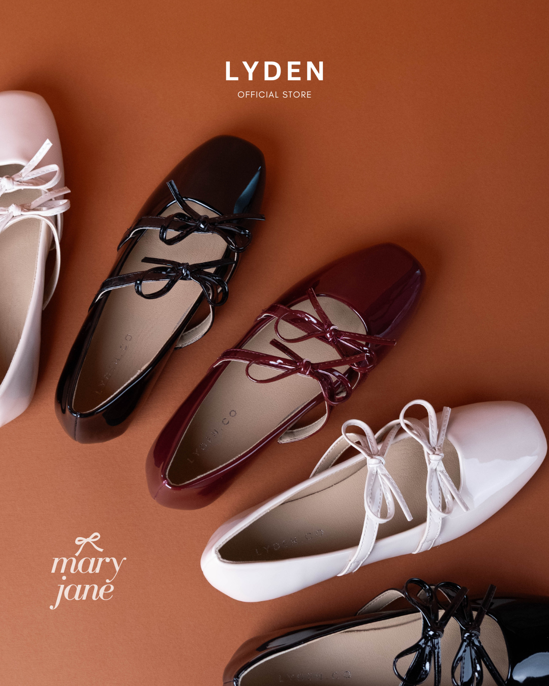 【NEW】Lyden Mary Jane Bow and Jane Series Flats - Classic Black//Maroon//Beige