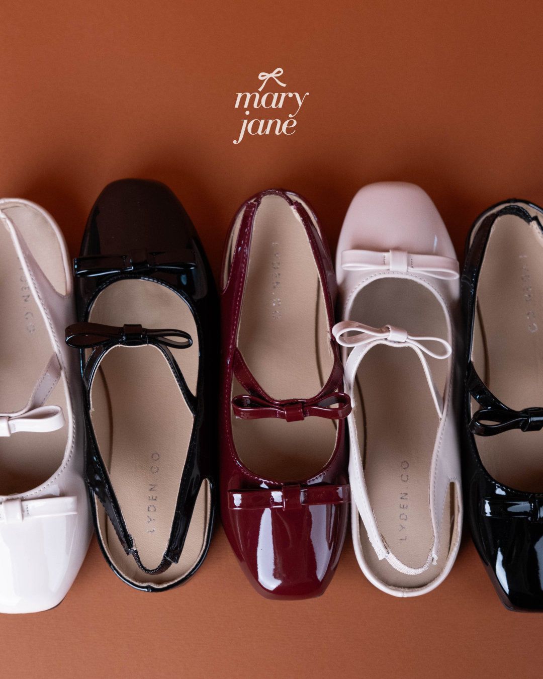 【NEW】Lyden Mary Jane Bow and Jane Open Back Series Flats - Classic Black//Maroon//Beige