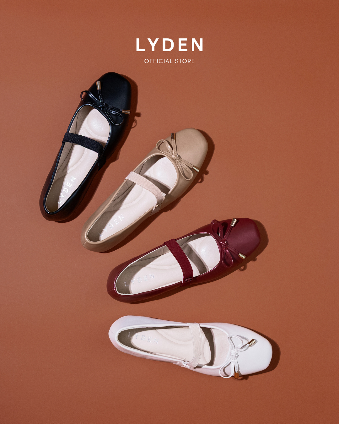 【NEW】Lyden Kasut Raya Mary Jane Flats with Elastic Strap - Beige//Khaki//Maroon//Classic Black