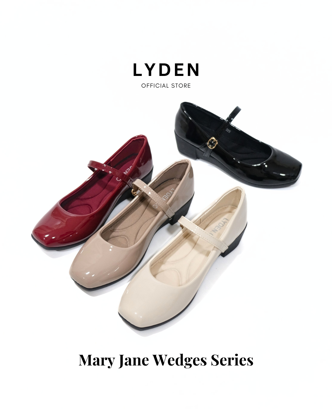 【NEW】Lyden Mary Jane Wedges Series 4cm heels - Classic Black//Maroon//Khaki//Beige