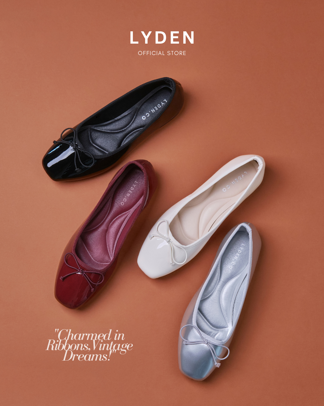 【NEW】Lyden Mary Jane Glossy Flats - Maroon