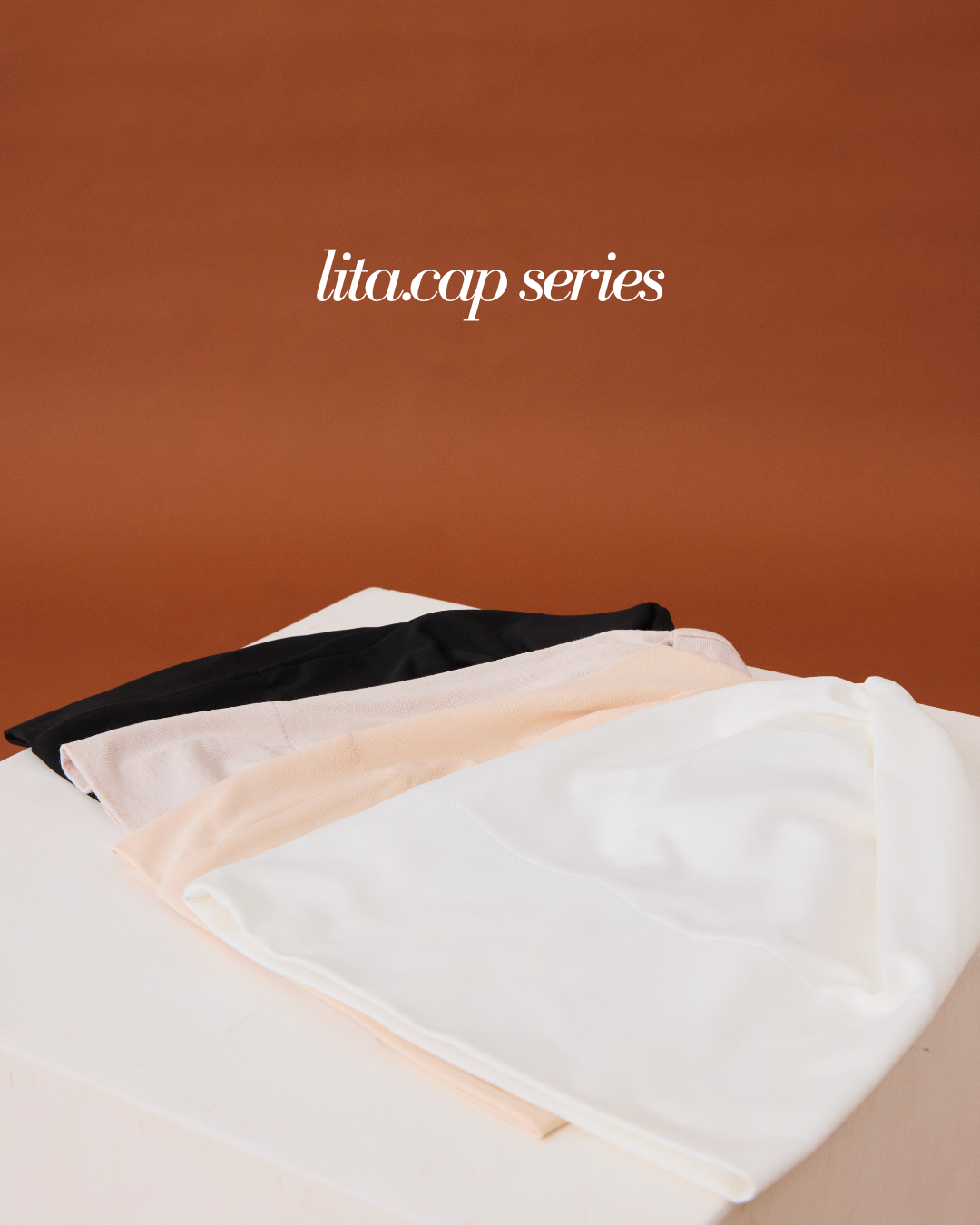 【Litita Cotton Cloud Silky Sheen】Cap/ Head Scarf Cap - Black//Pale Oak