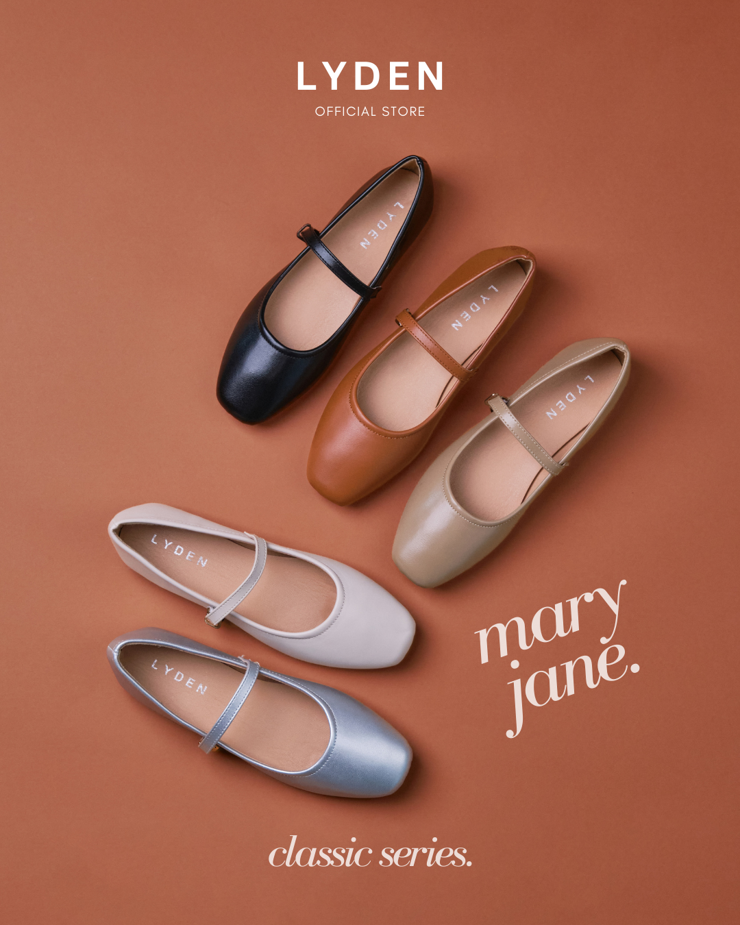【NEW】Lyden Mary Jane Classic Flats - Beige//Silver//Khaki//Coffee//Classic Black