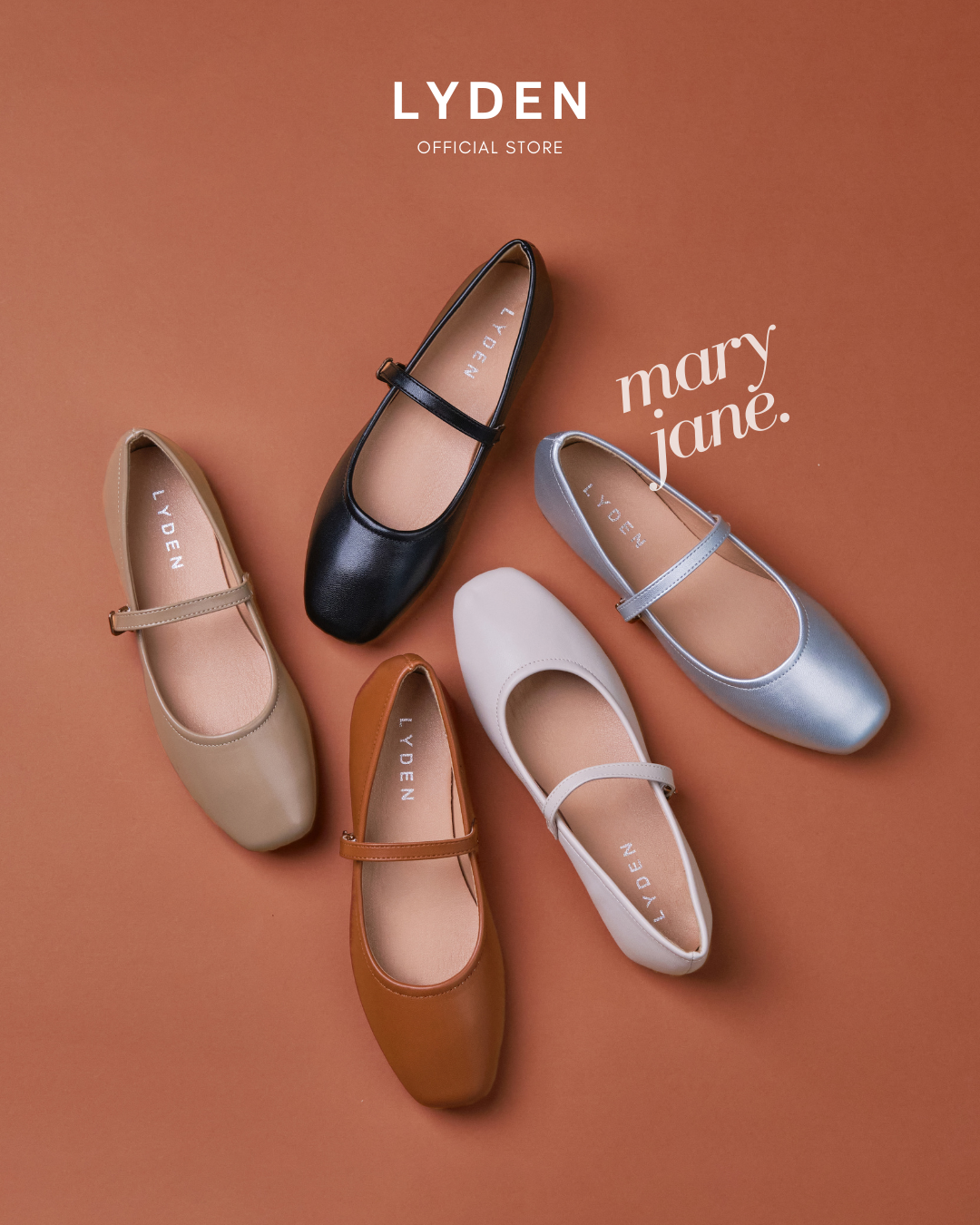 【NEW】Lyden Mary Jane Classic Flats - Beige//Silver//Khaki//Coffee//Classic Black