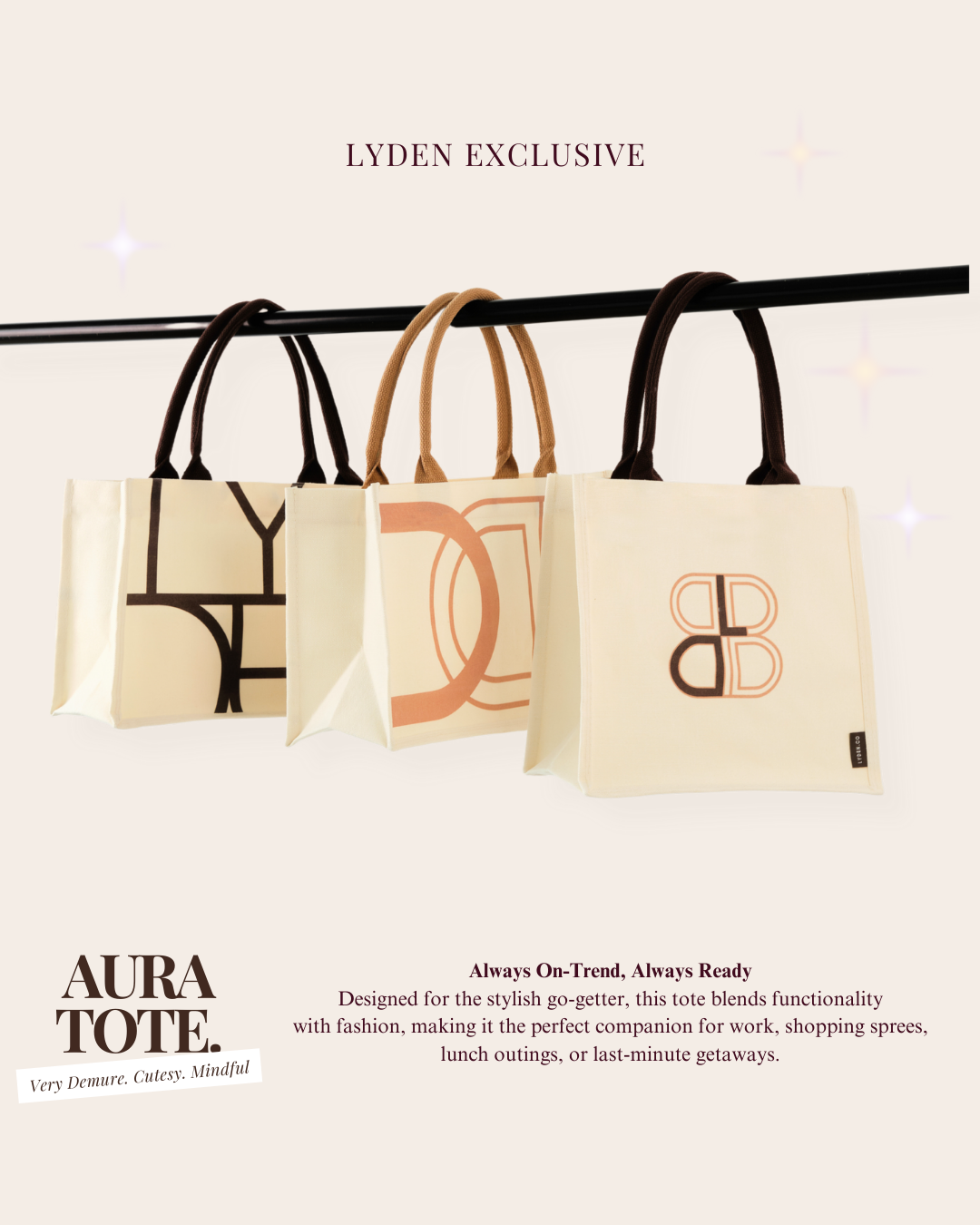 【NEW】 Lyden Exclusive  Demure/Cutesy / Mindful  Tote Bag/ Canvas Bag / Handbag / Prints Bag / Grocery Bag