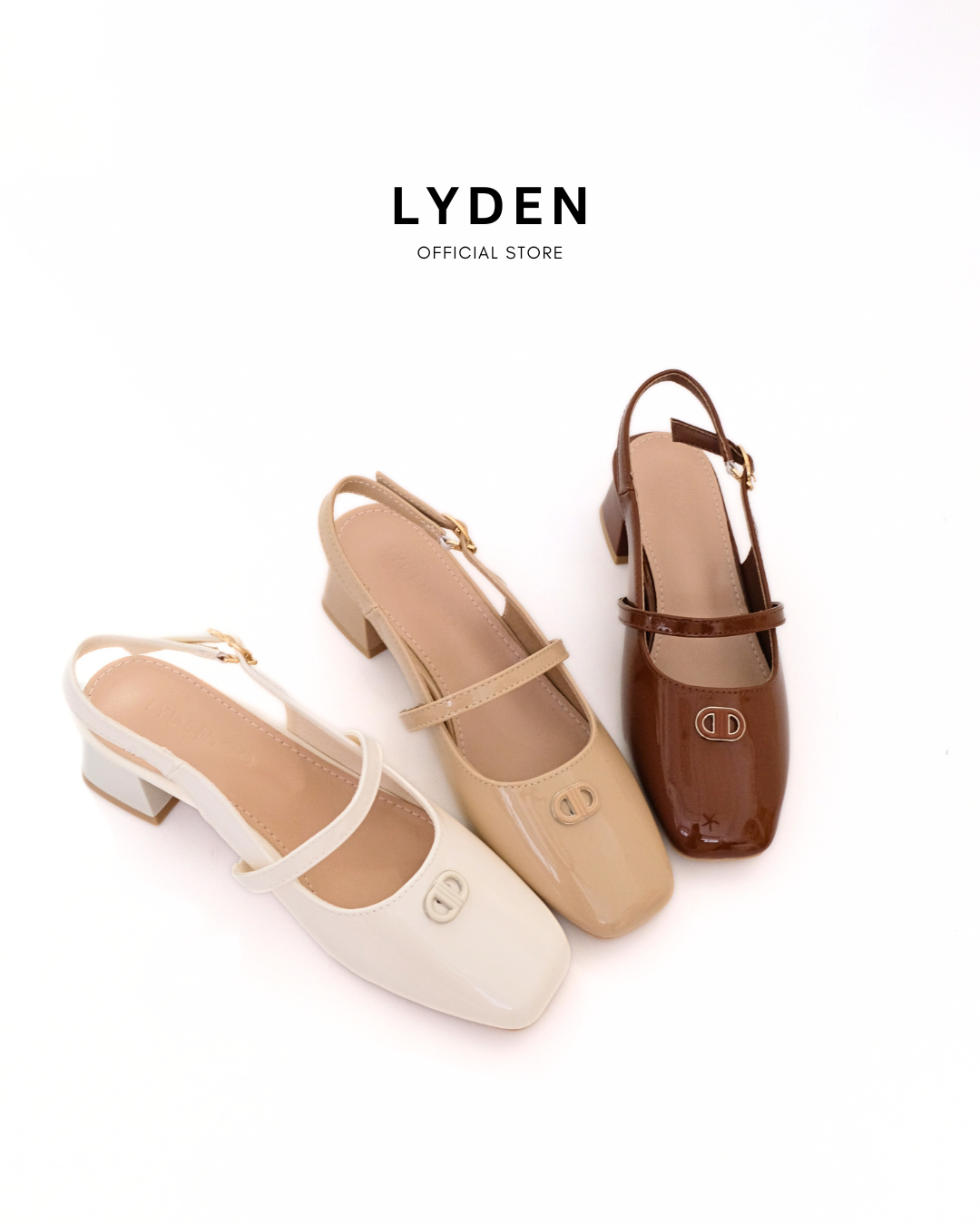 【NEW】Lyden Clara Glossy Heels series 5cm pump heels - Beige//Khaki//Brown