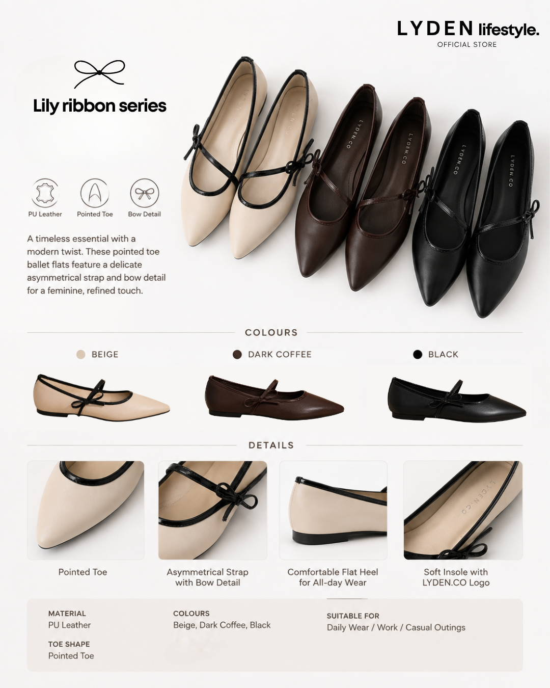 【NEW】Lyden Lily Ribbon Flats Series