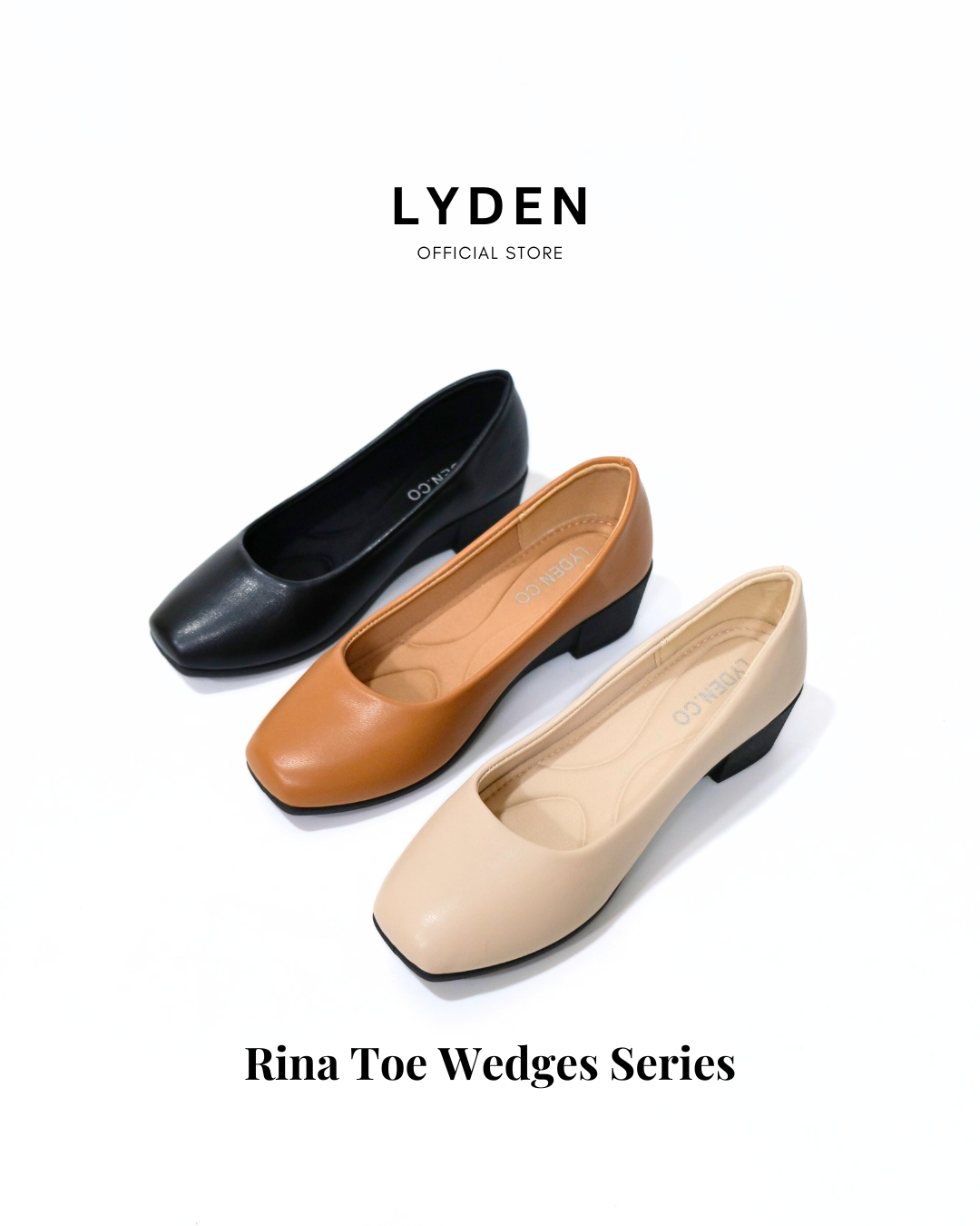 【NEW】Lyden Rina Toe Wedges Series 4cm heels - Classic Black//Khaki//Beige