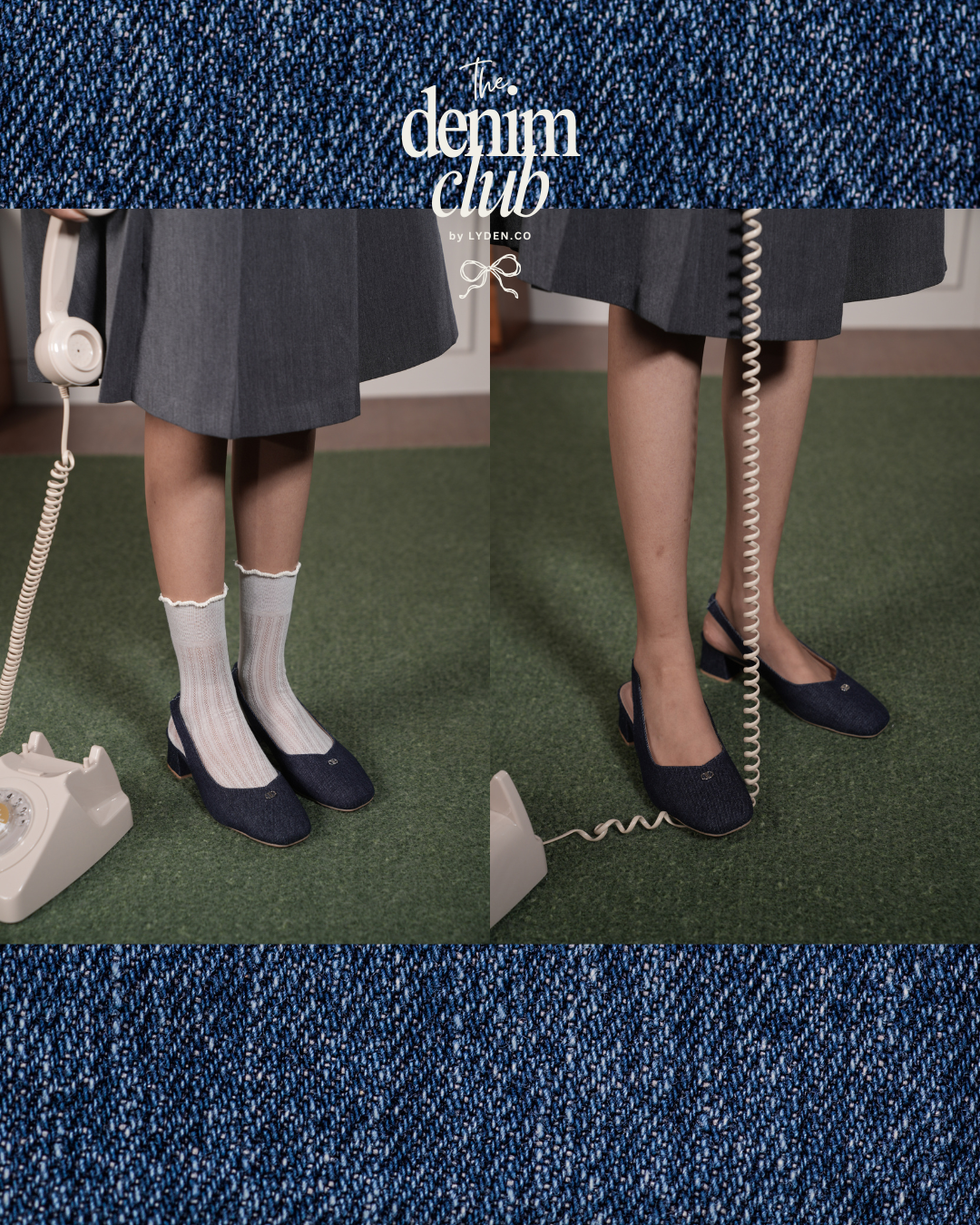 【NEW】Lyden Denim Club Heels Series 5cm pump heels - Blue
