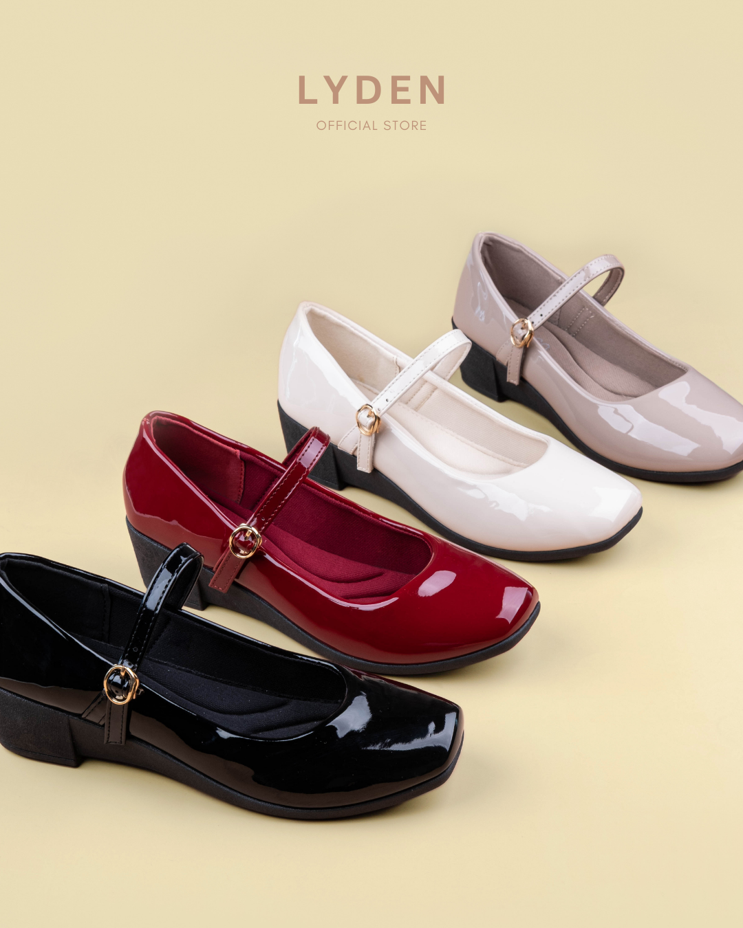 【NEW】Lyden Mary Jane Wedges Series 4cm heels - Classic Black//Maroon//Khaki//Beige