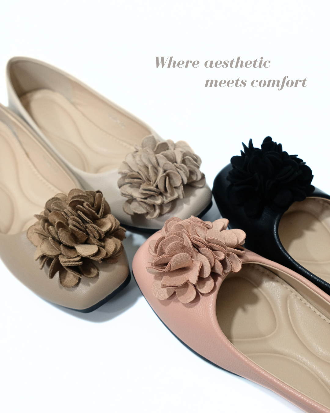 【NEW】Lyden Floral Series 1.0 Flats - Classic Black//Khaki//Pink//Beige