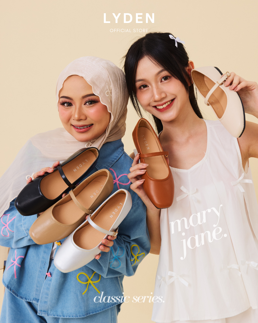 【NEW】Lyden Mary Jane Classic Flats - Beige//Silver//Khaki//Coffee//Classic Black