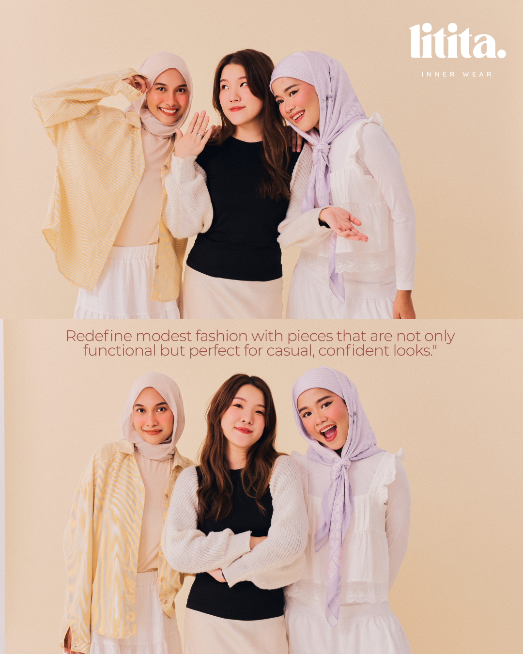 Lita Tops / Long-Sleeve Round Neckline innerwear - White