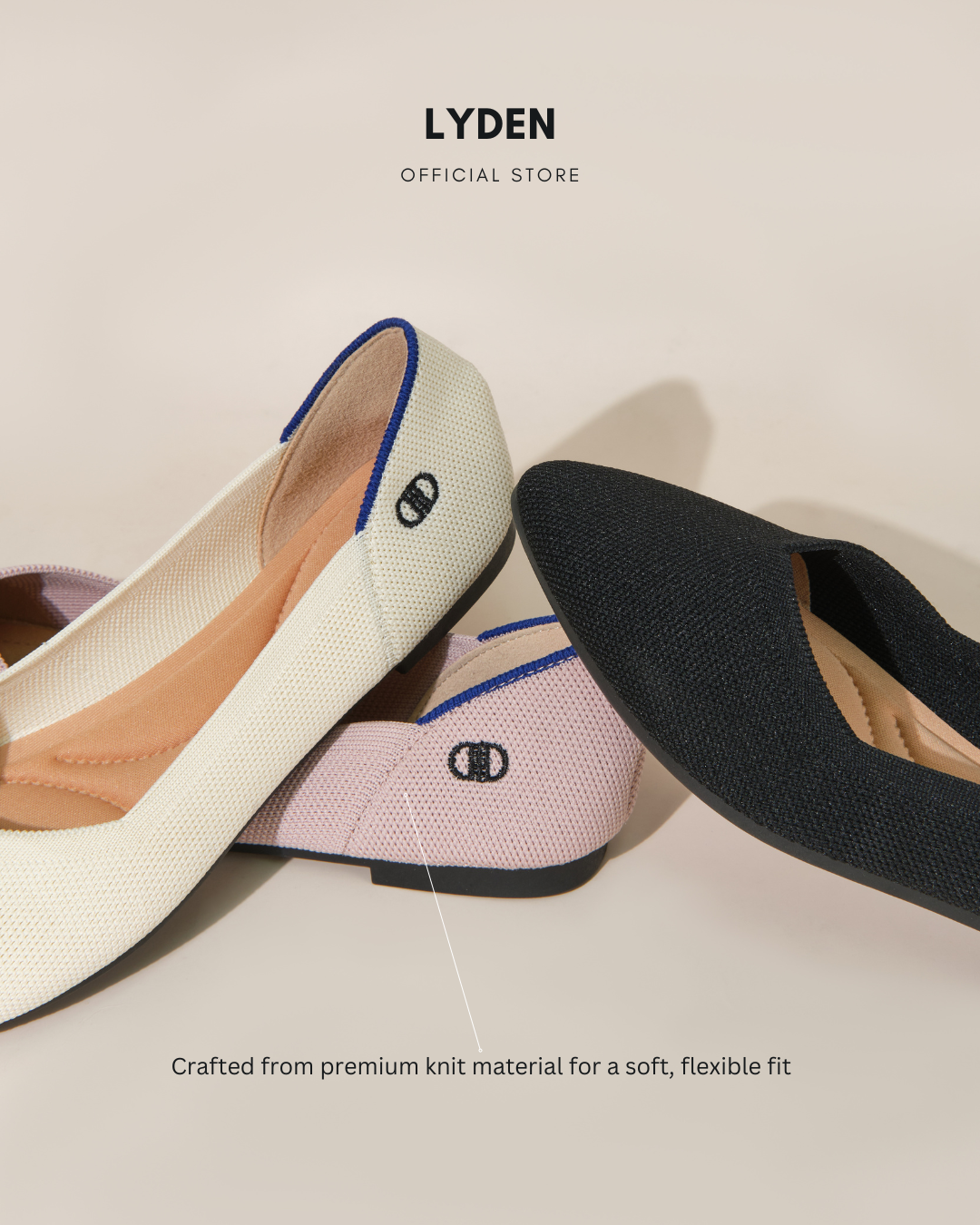 【NEW】Lyden Cleo Series Flats - Beige