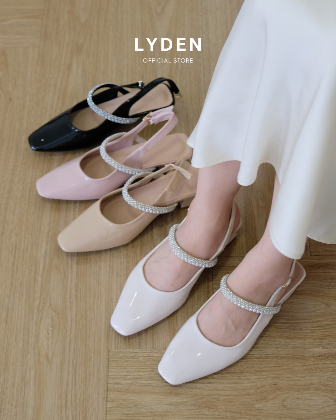 【NEW】Lyden Kasut Raya Tiarra series 4cm pump heels - Classic Black//Off White//Beige//Pink