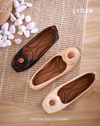 【Le Flowers The Secret Garden Series】No.5 Bloom Womens Flats/ Womens floral flats /cushion flats /Kasut Bunga Perempuan - Classic Black//Beige//Dark Pink