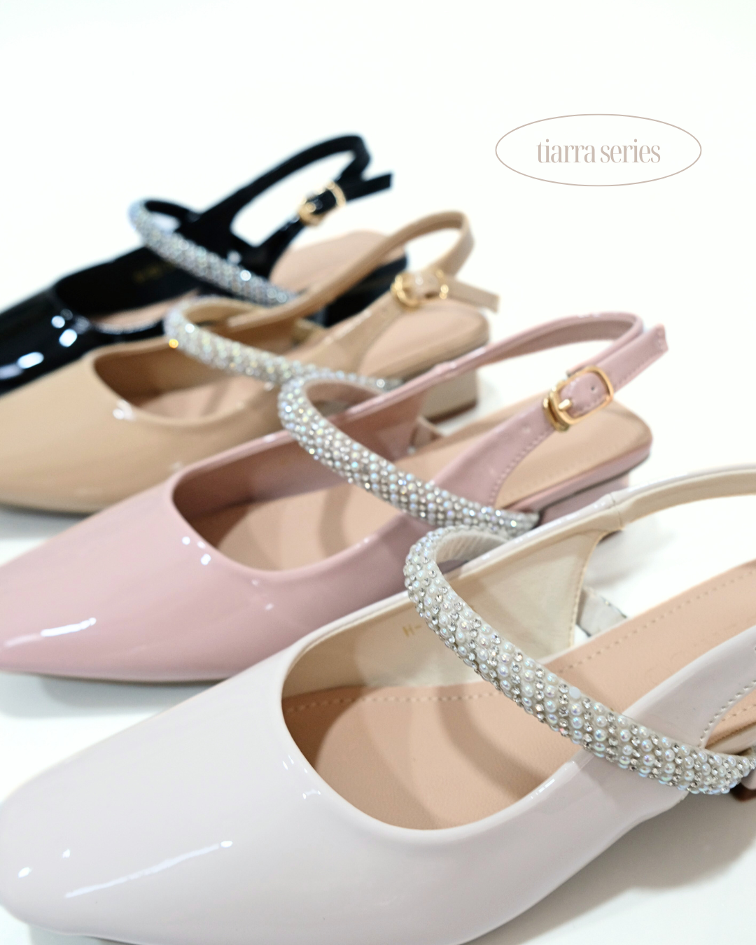 【NEW】Lyden Kasut Raya Tiarra series 4cm pump heels - Classic Black//Off White//Beige//Pink