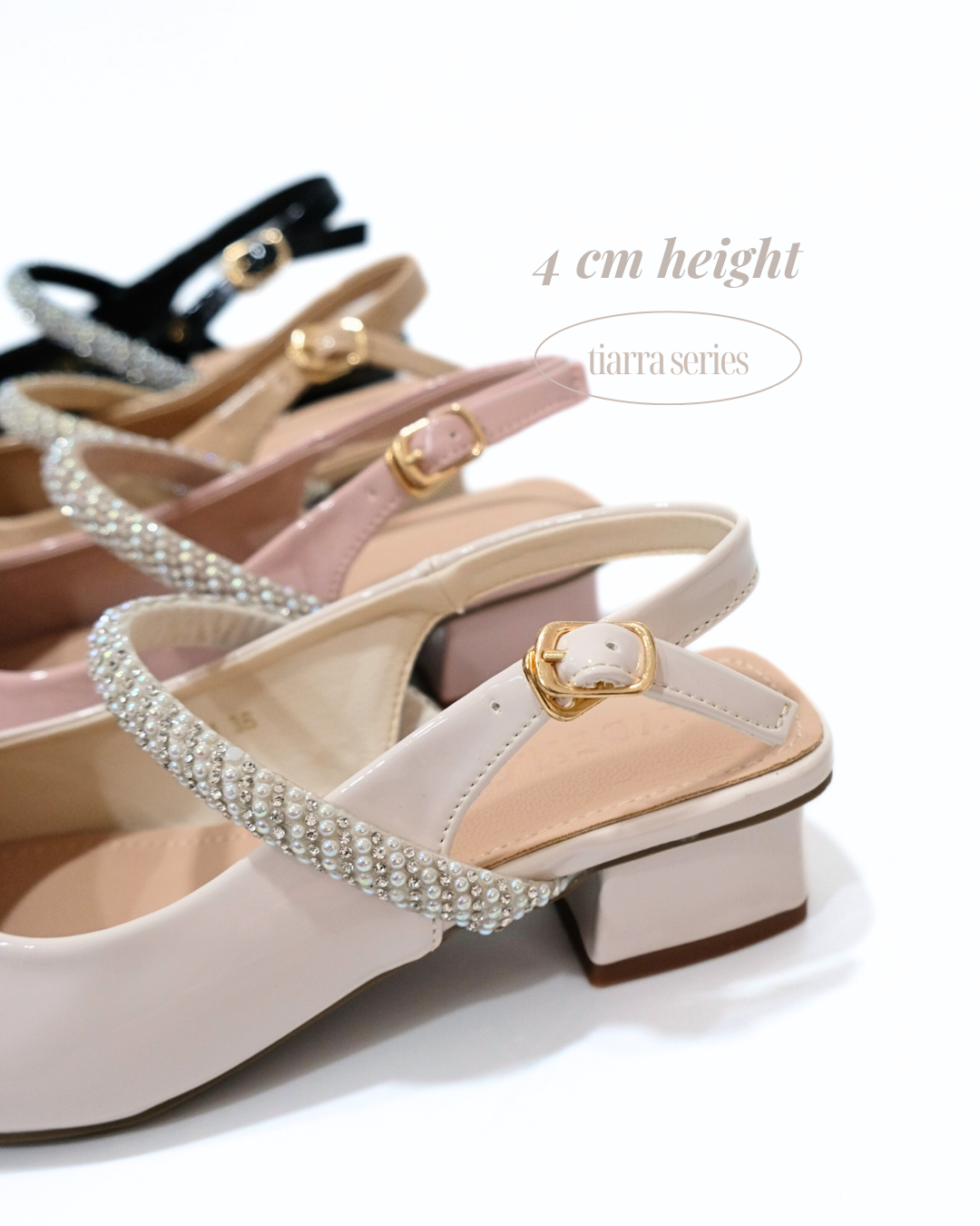 【NEW】Lyden Kasut Raya Tiarra series 4cm pump heels - Classic Black//Off White//Beige//Pink