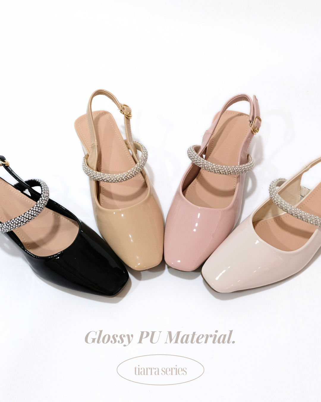 【NEW】Lyden Kasut Raya Tiarra series 4cm pump heels - Classic Black//Off White//Beige//Pink