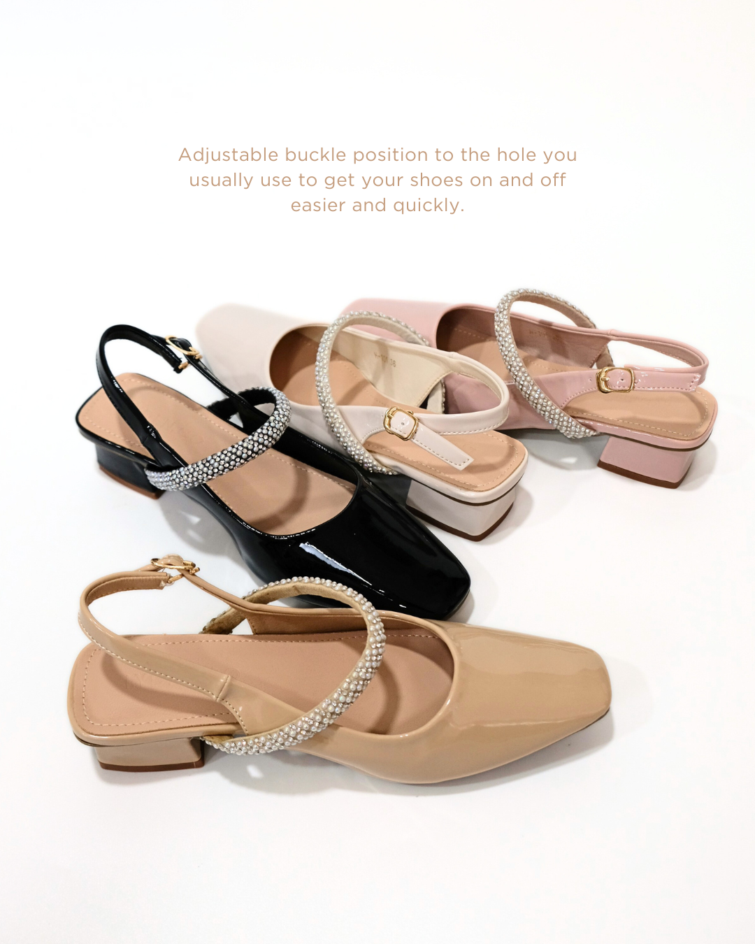 【NEW】Lyden Kasut Raya Tiarra series 4cm pump heels - Classic Black//Off White//Beige//Pink