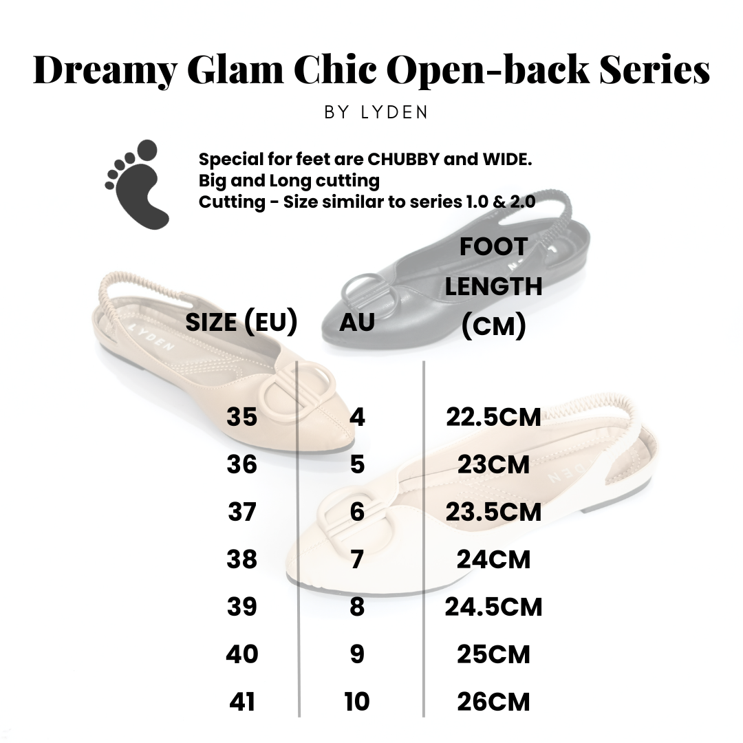 【NEW】Lyden Dreamy Glam Chic Open-back Series Flats - Classic Black