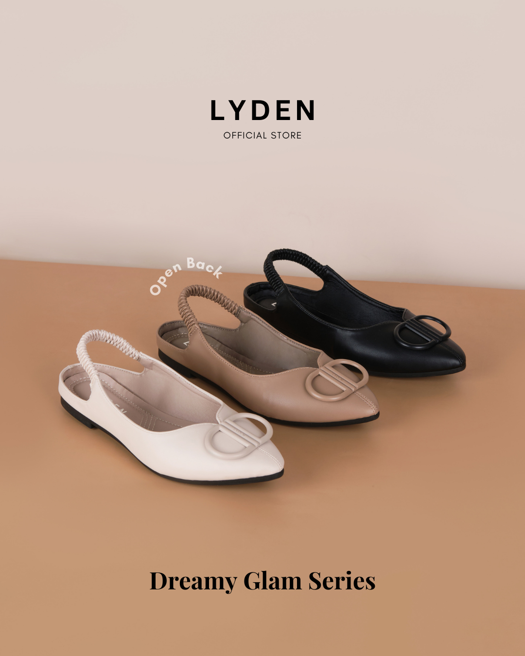 【NEW】Lyden Dreamy Glam Chic Open-back Series Flats - Classic Black