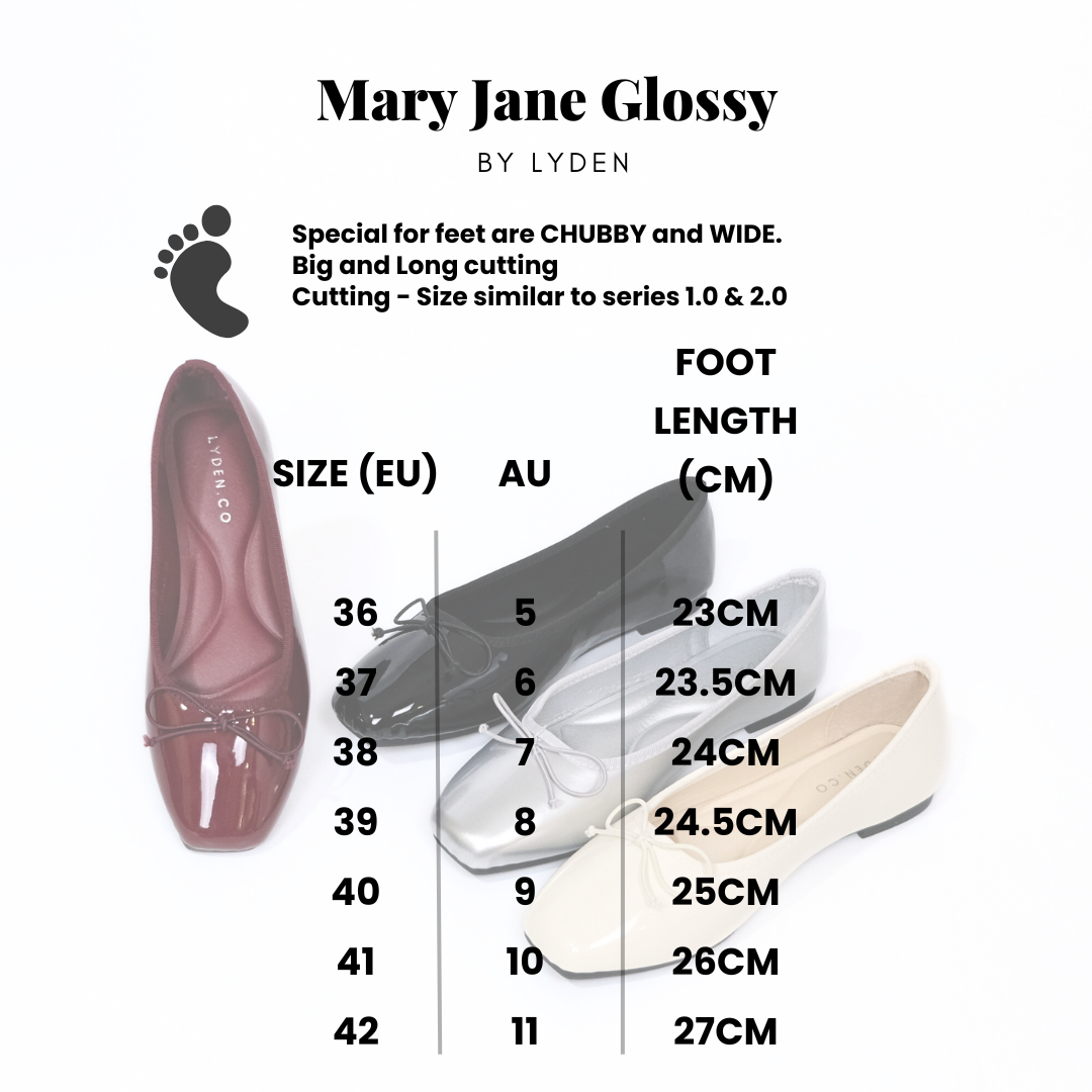 【NEW】Lyden Mary Jane Glossy Flats - Maroon
