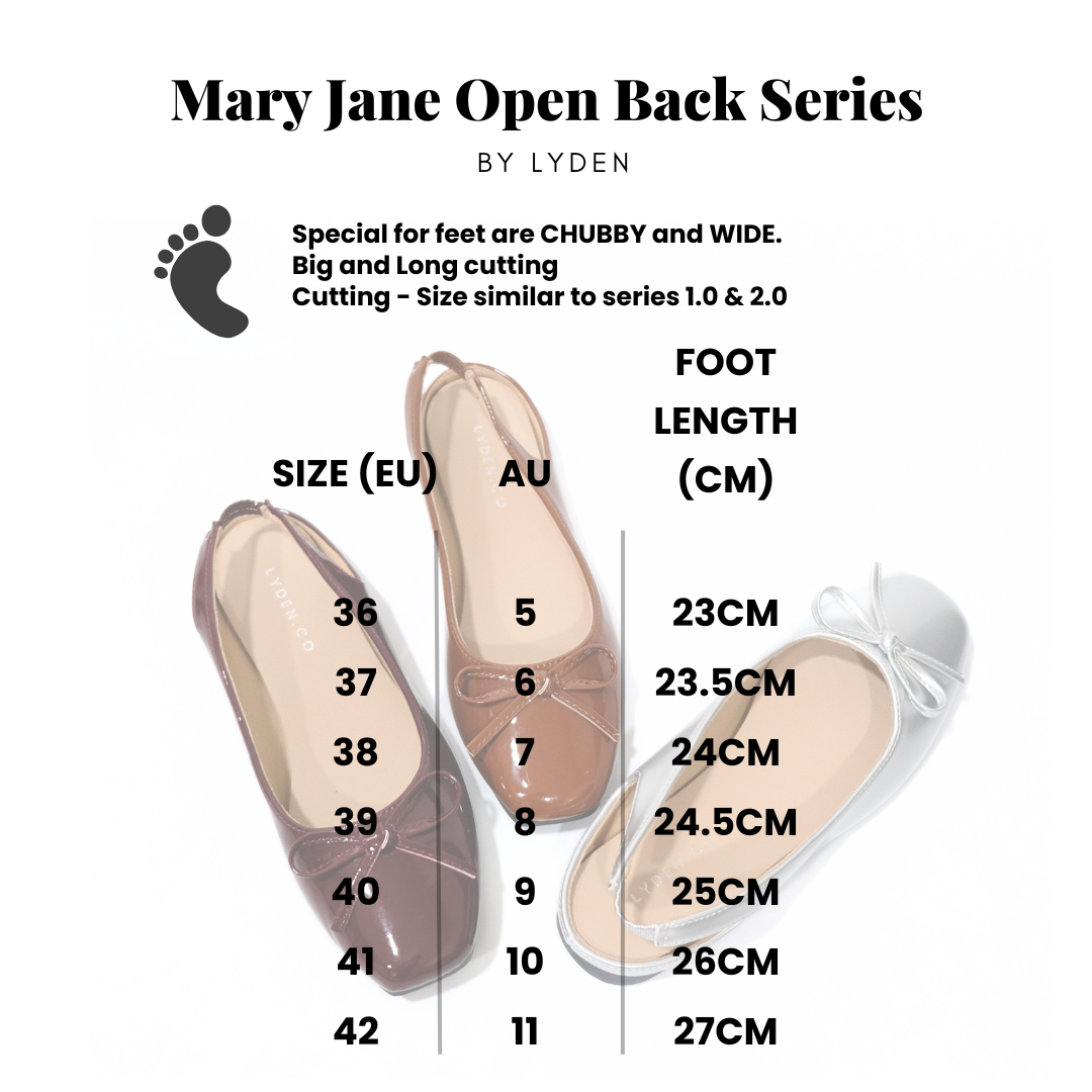 【NEW】Lyden Mary Jane Open Back Series Flats - Silver//Dk Brown//Maroon