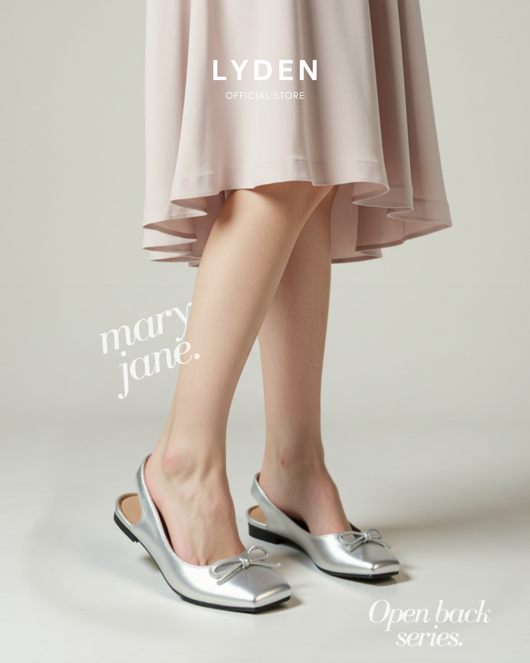 【NEW】Lyden Mary Jane Open Back Series Flats - Silver//Dk Brown//Maroon