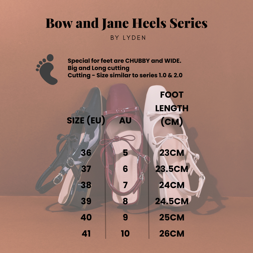 【NEW】Lyden Mary Jane Bow and Jane Heels series 4cm pump heels - Classic Black//Maroon//Cream