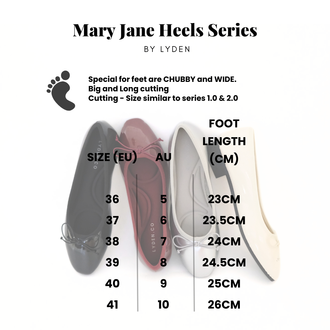 【NEW】Lyden Mary Jane Glossy series 1 Inch heels - Classic Black//Maroon//Silver//White