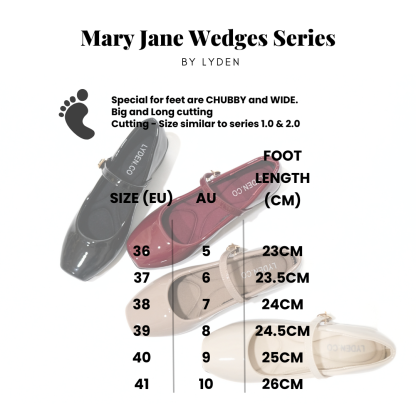 【NEW】Lyden Mary Jane Wedges Series 4cm heels - Classic Black//Maroon//Khaki//Beige