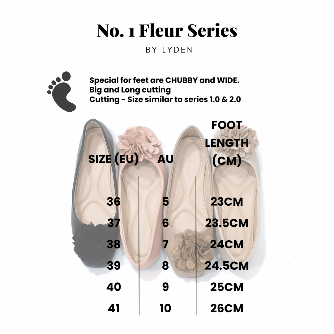 【Le Flowers The Secret Garden Series】No.1 Fleur Womens Flats/ Womens floral flats /cushion flats /Kasut Bunga Perempuan - Classic Black//Khaki//Pink//Beige