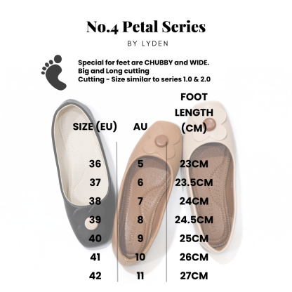 【Le Flowers The Secret Garden Series】No.4 Petal Womens Flats/ Womens floral flats /cushion flats /Kasut Bunga Perempuan - Classic Black//Brown//Beige