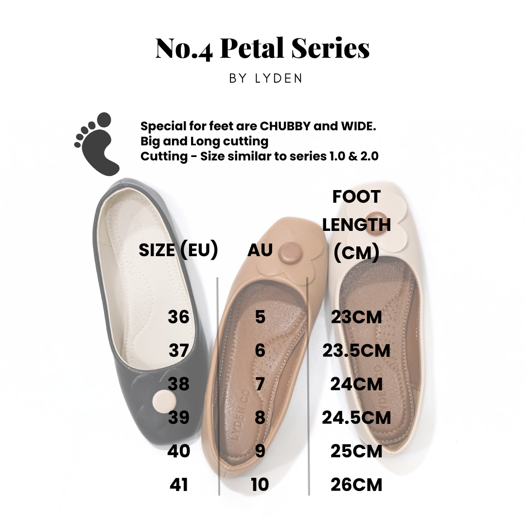 【Le Flowers The Secret Garden Series】No.4 Petal Womens Flats/ Womens floral flats /cushion flats /Kasut Bunga Perempuan - Classic Black//Brown//Beige