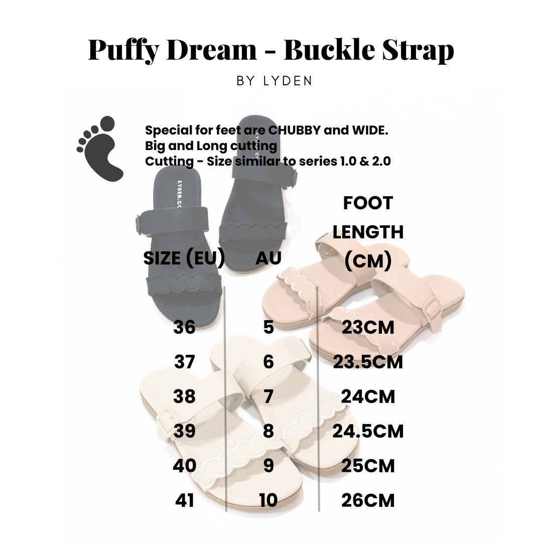 【NEW】Lyden Puffy Dream X Buckle Strap Series Sandals - Classic Black//Pink//Beige