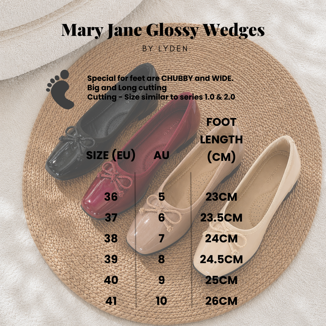 【NEW】Lyden Mary Jane Glossy Wedges Series 4cm heels