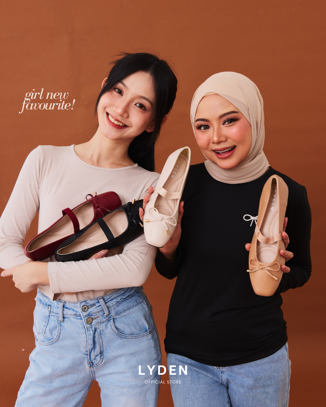 【NEW】Lyden Kasut Raya Mary Jane Flats with Elastic Strap - Beige//Khaki//Maroon//Classic Black