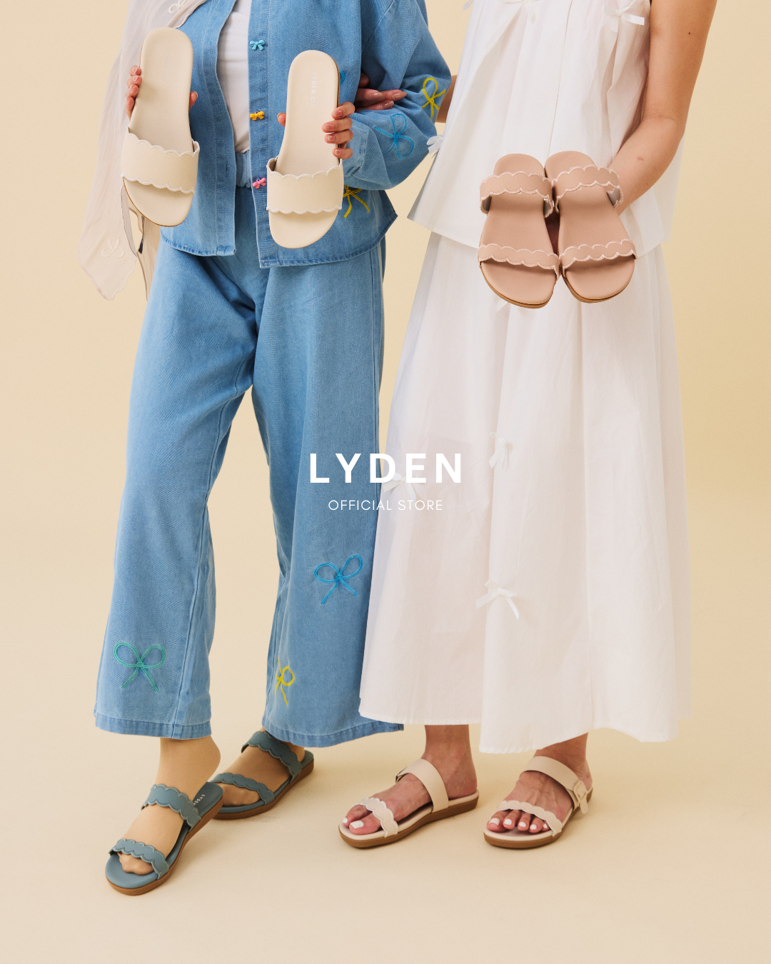 【NEW】Lyden Puffy Dream X Duo Straps Series Sandals - Beige//Pink//Blue