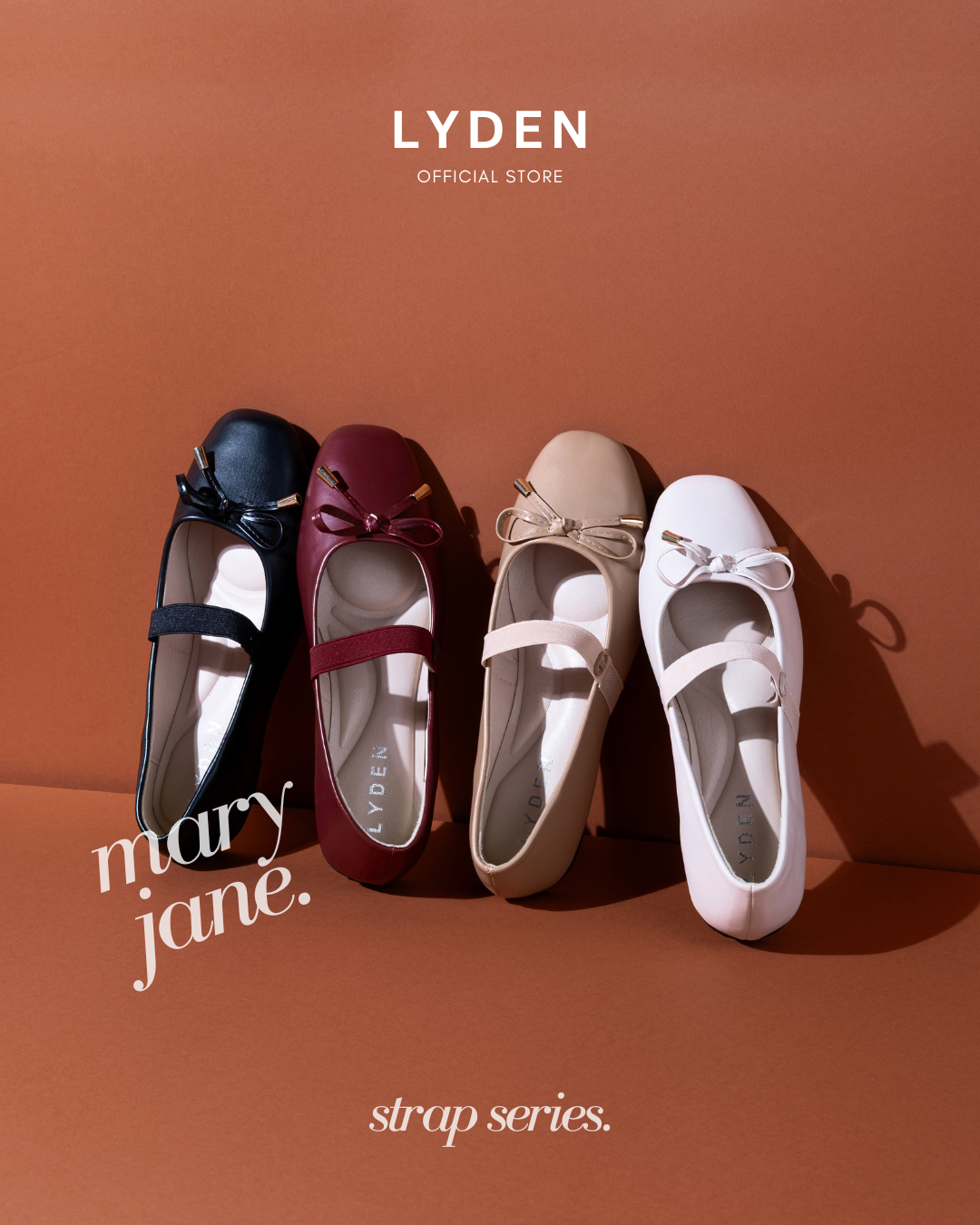 【NEW】Lyden Kasut Raya Mary Jane Flats with Elastic Strap - Beige//Khaki//Maroon//Classic Black
