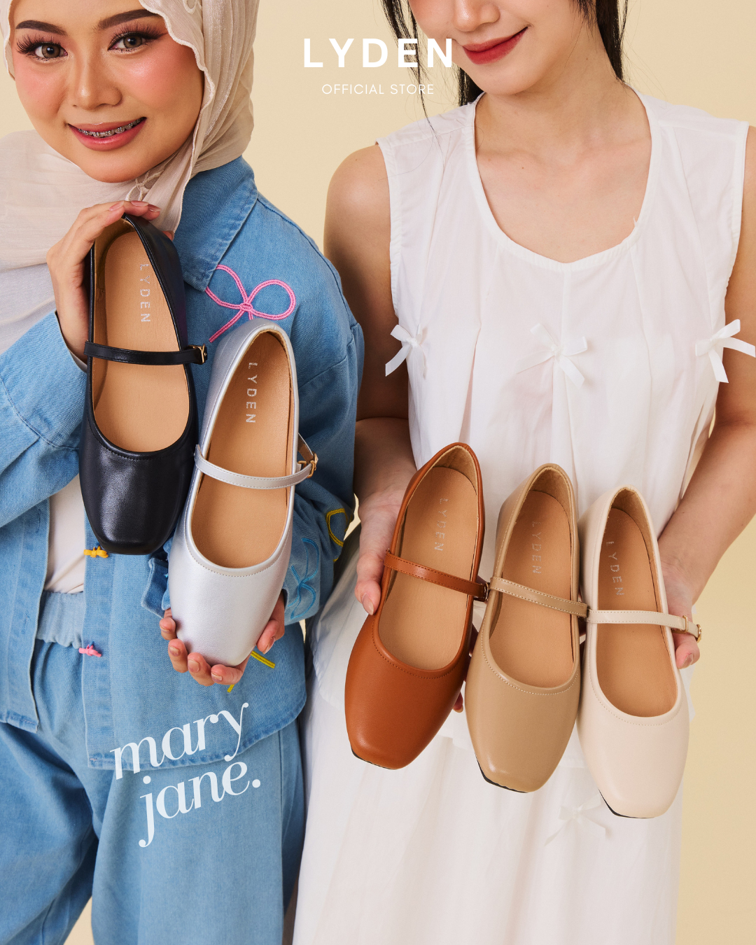 【NEW】Lyden Mary Jane Classic Flats - Beige//Silver//Khaki//Coffee//Classic Black