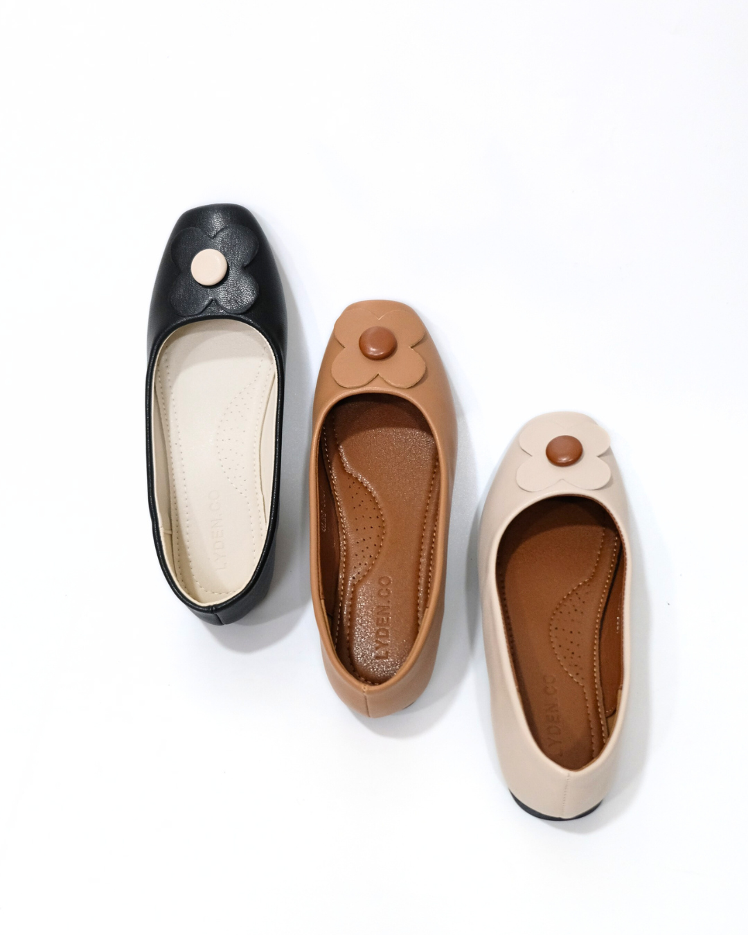 【Le Flowers The Secret Garden Series】No.4 Petal Womens Flats/ Womens floral flats /cushion flats /Kasut Bunga Perempuan - Classic Black//Brown//Beige