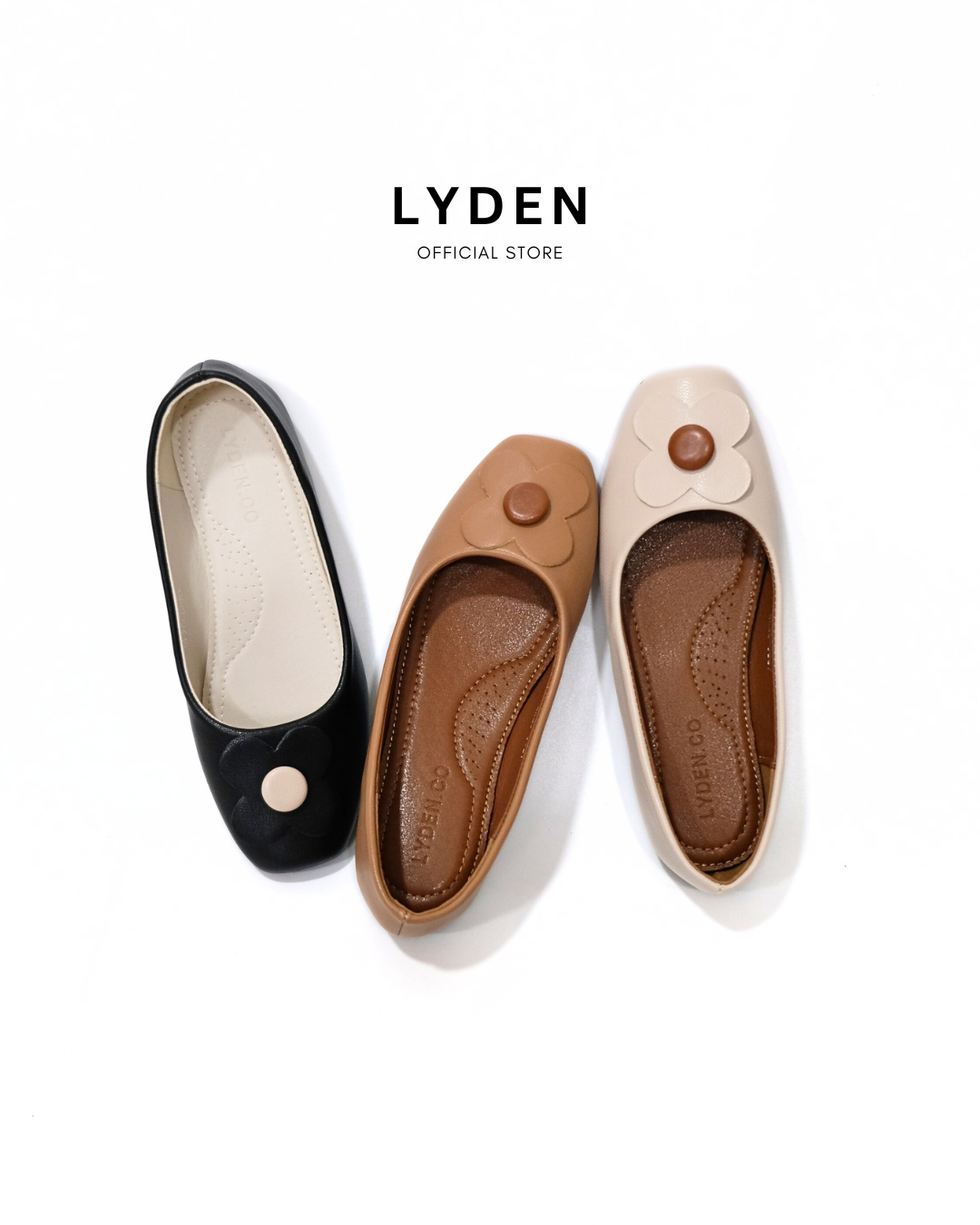 【Le Flowers The Secret Garden Series】No.4 Petal Womens Flats/ Womens floral flats /cushion flats /Kasut Bunga Perempuan - Classic Black//Brown//Beige