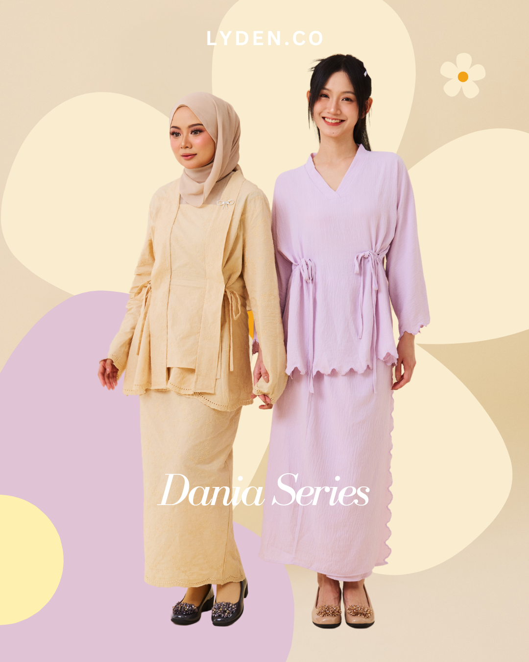 【NEW】Lyden Kasut Raya Dania series 4cm heels - Classic Black//Khaki//Gray