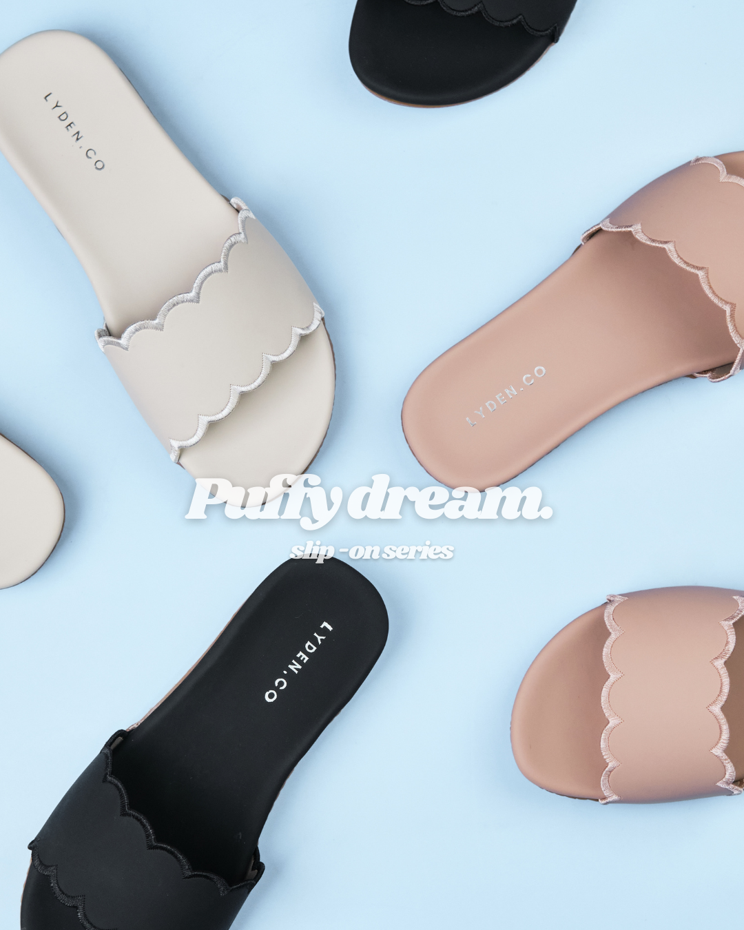 【NEW】Lyden Puffy Dream X Slip-on Series Sandals - Classic Black//Pink//Beige