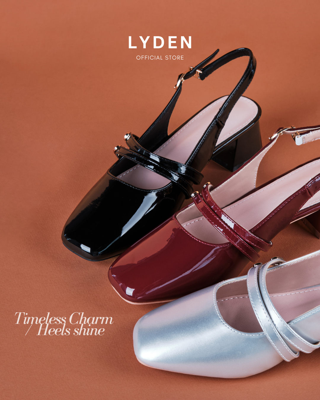 【NEW】Lyden Mary Jane Glossy series 5cm pump heels - Classic Black//Maroon//Silver