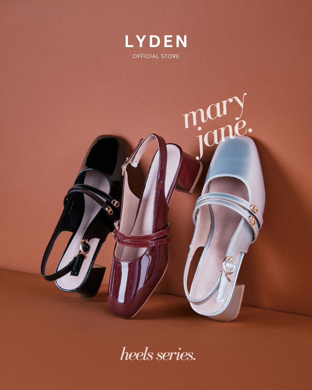 【NEW】Lyden Mary Jane Glossy series 5cm pump heels - Classic Black//Maroon//Silver