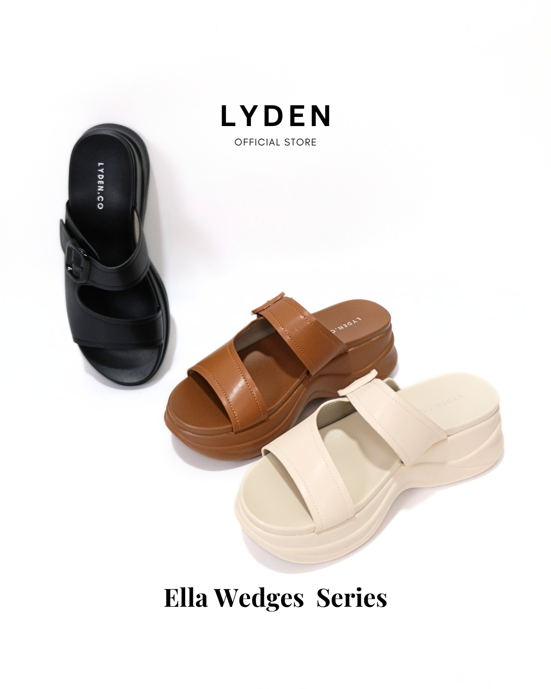 【NEW】Lyden Ella Wedges Series 6cm Platform Sandals - Pink//Brown//Classic Black