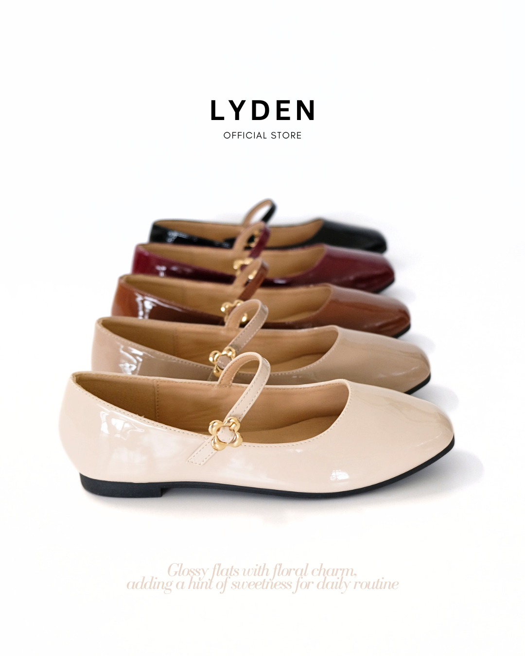 【Le Flowers Mini】Flats with Strap Series - Beige//Khaki//Brown/Maroon//Classic Black