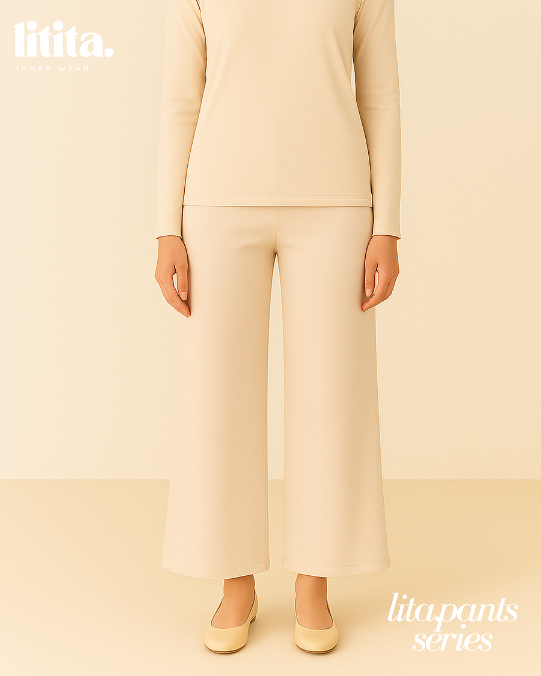 【Litita Silky Sleek】Inner Pants High-waisted Straight-Cut / Flare Inner Pants / Leggings Alternative – Black // White // Nude